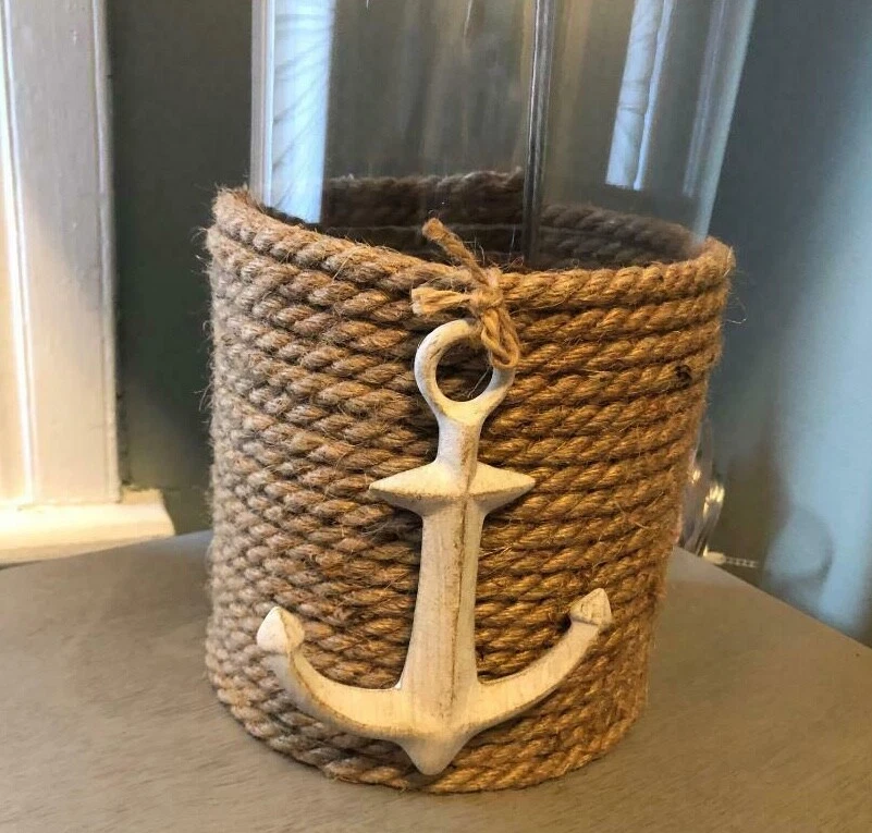 Tommy Bahama Lámpara Náutica Mimbre Tejido Ratán Ancla Playa Mesa Luz NUEVO Foto 2 de 4