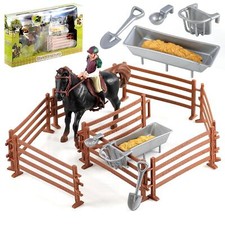 Horse Rider Playset Accessories Fences Kids Model Toy Equestrian Riding Stable