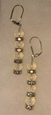 Moonstones and Rhinestones, Sparkle Czech Rondelles,Moonstone beads, silver back