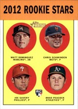2012 Topps Heritage #362 Matt Dominguez RC Chris Schwinden Joe Savery Peacock