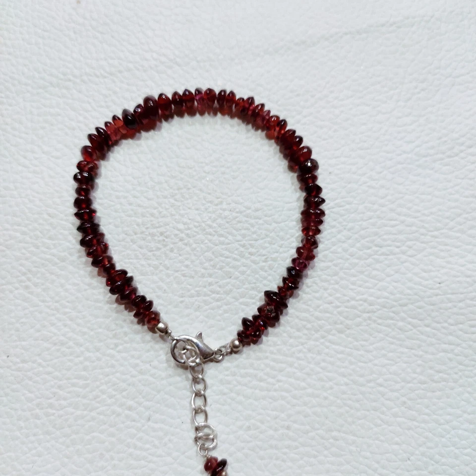 Pulsera vintage de cuentas de piedras preciosas naturales granate joyería hecha a mano Foto 3 de 4
