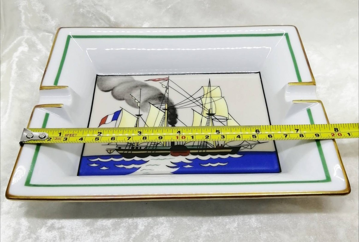Hermes Paris Cigar Ashtray Change Tray Sailing Boat Ship Porcelain