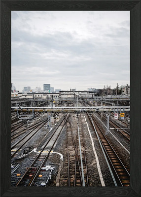 Straßenzug weiße Wolke gerahmtes Wandbild Poster Leinwanddruck Bild