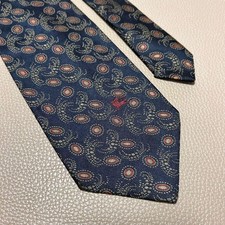 Burberry Silk Tie Nova Check Horse Logo Stripe Navy Business Used