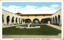 Stables on W.K. Kellogg Arabian Horse Ranch ~ Pomona California ~ 1920s postcard