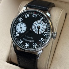 Molniya Orologio Regolatore Polso Meccanico Russo Militare Nero Uomo 3602 Raro