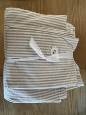 Pottery Barn Teen Organic  Boxter stripe sheet set QUEEN Ivory / Latte