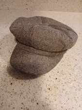 Baby Toddler Cabbie Newsboy Cap Boy's S/M Tweed Wool Blend Hat Herringbone Brown