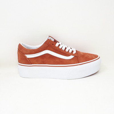 Vans Old Skool Stackform Platform Shoe Sneaker Mulit Brown Womens US Size NEW