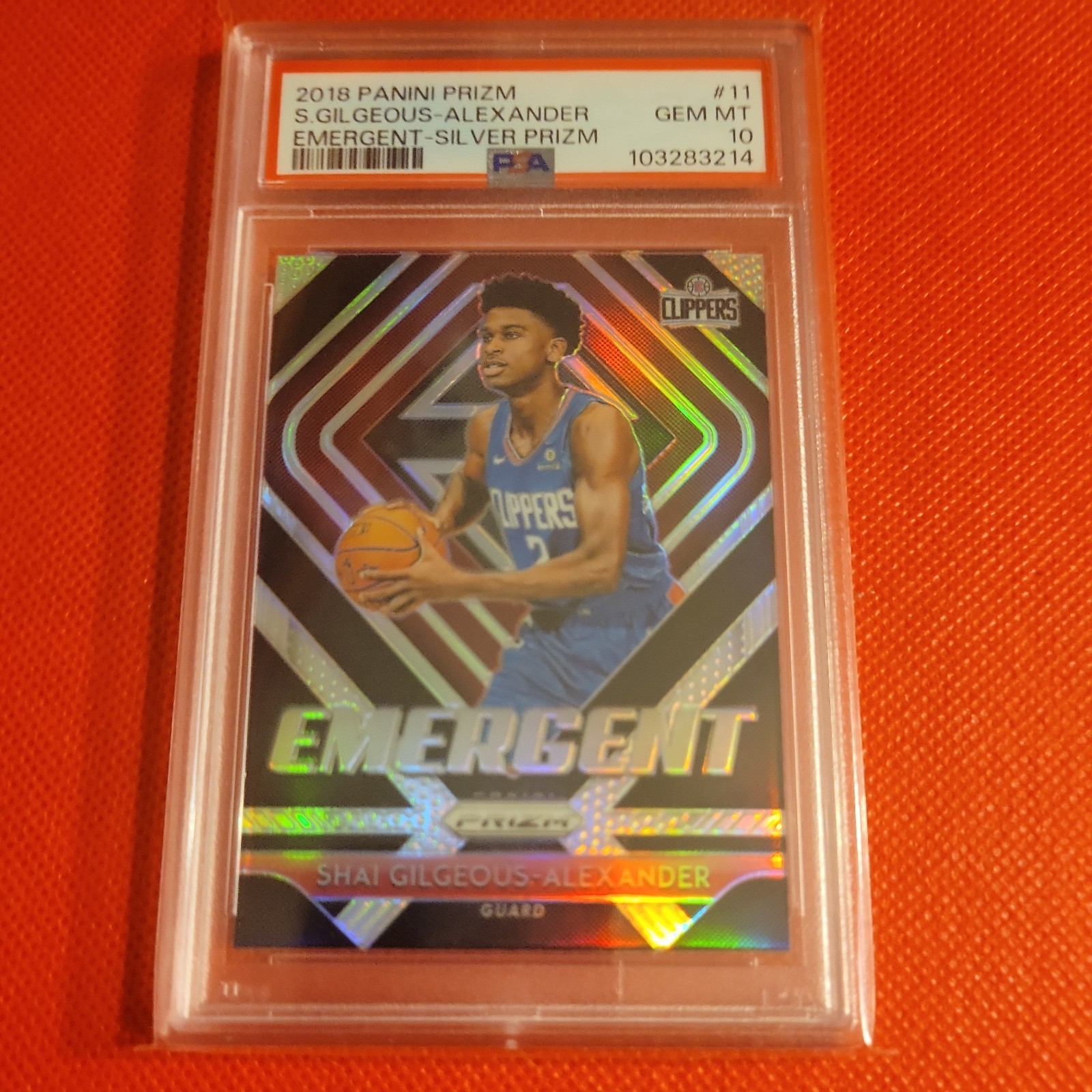 2018-19 Panini Prizm Emergent Shai Gilgeous-Alexander #11 Silver Prizm RC PSA 10