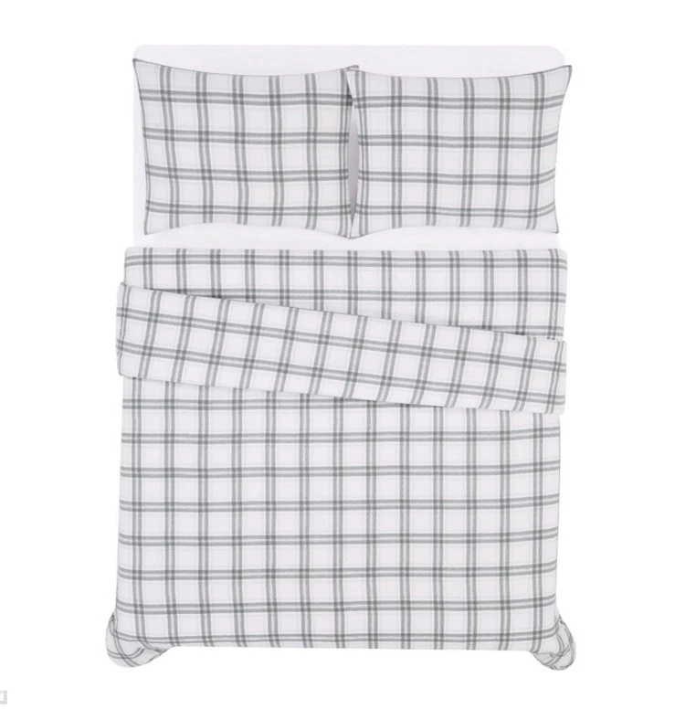 LONDON FOG - Juego de funda nórdica de 3 piezas de franela a cuadros tamaño king 100 % algodón Foto 4 de 4