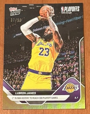 2025-26 TOPPS NOW NBA #300 LEBRON JAMES - NUMBERED 37/50 GOLD PARALLEL