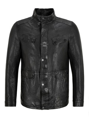 Herren pflanzlich gegerbte Lederjacke klassisch lässig gewaschen Effekt weiches Lammleder Jacke