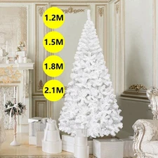 4/5/6/7ft White Artificial Christmas Tree Bushy Xmas Tree with Metal Stand US