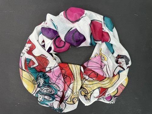 Disney Parks Princesses Scarf Ariel Snow White Rapunzel Aurora Multi 72x19” EUC