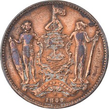 #225263 BRITISH NORTH BORNEO, Cent, 1889, Heaton, Bronze, EF, KM:2