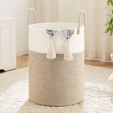Artfeel Laundry Basket,Woven Cotton Rope Hamper,60L for 60L, Brown