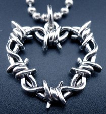 Barbed Wire Heart Necklace Stainless Chain New Barb Wire Pendant