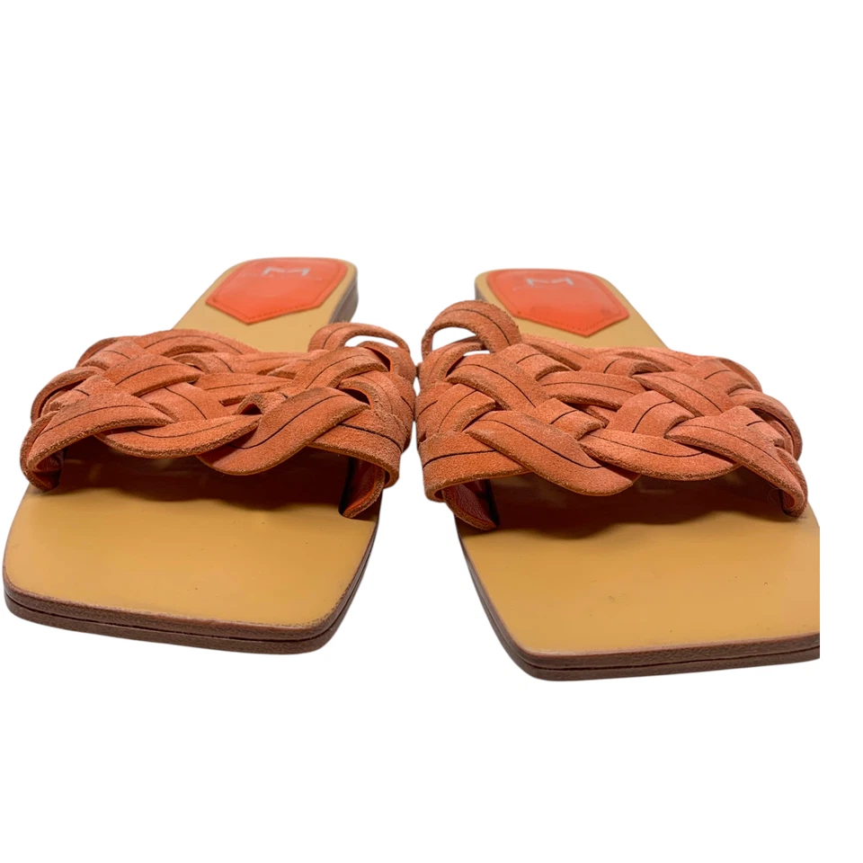 NOVO Marc Fisher Rebecca Tamanho 8 Laranja Camurça Trançada Sandálias Slide Plana Novo Sem Caixa - Imagem 3 de 4