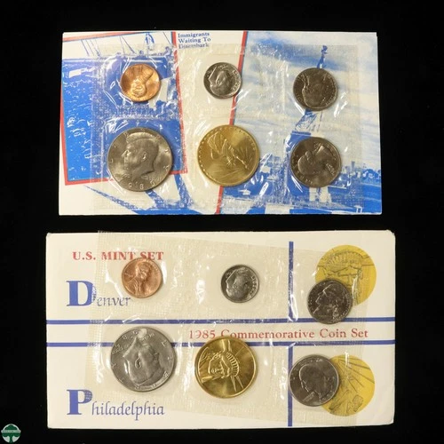 1985 Statue of Liberty US Minted Coins Set - 10 Coins & 2 Gold Plated Pieces