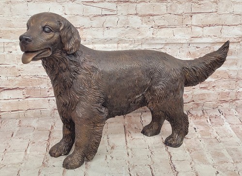 JUNGE RETRIEVER HUND BRONZE SKULPTUR SEHR GROSS HEISSGUSS HINTERHOF FIGUR VERKAUF - Bild 1 von 10
