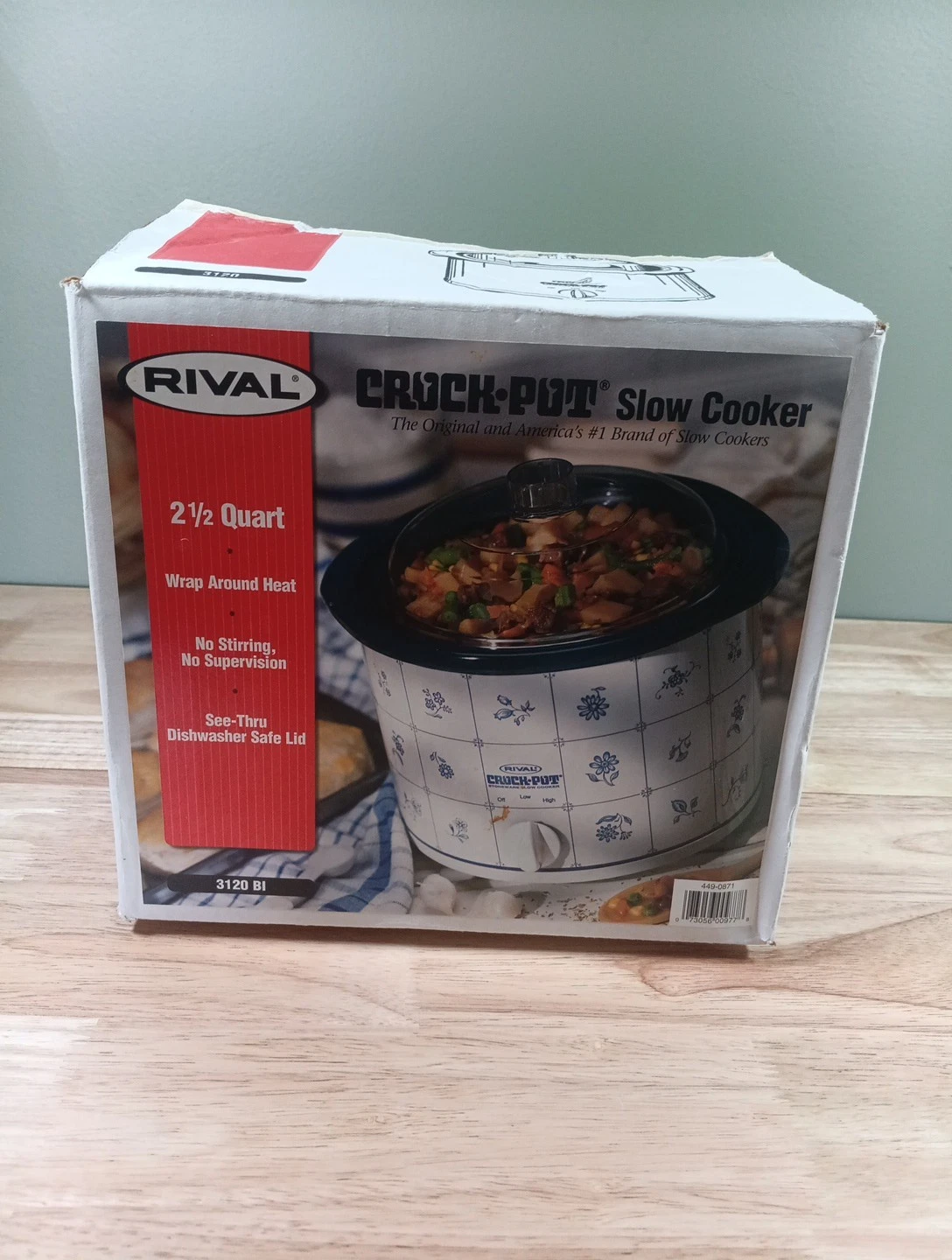 Vintage 1999 Rival Crock Pot 2 1/2 QT Slow Cooker Blue Floral Flowers