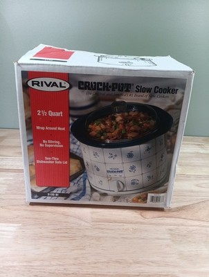 Vintage 1999 Rival Crock Pot 2 1/2 QT Slow Cooker Blue Floral Flowers