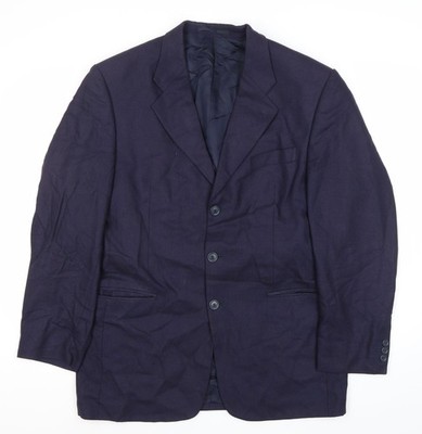 Harewood Herren Blazer Sakko Blau Wolle Seide 40R Kerb Revers