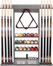Wall Mount Rack with Score Counter Only Hanging Rack Holds 6/8 Cue Sticks