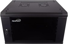 NavePoint 6U Server Cabinet Wall Mount Rack Enclosure w/ 2 Fans, Locking Door