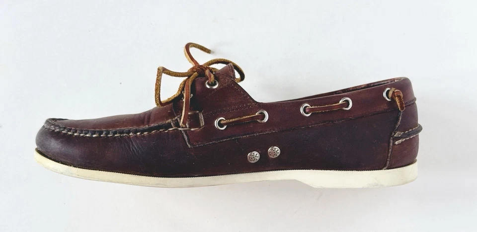 Ralph Lauren Polo Merton Para hombres Cuero Barco Zapatos Marrón Talla 10D Foto 3 de 4