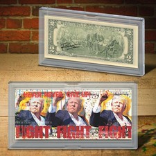 DONALD TRUMP Assassination Never Give Up HAND-SIGNED by Artist Rency U.S $2 Bill