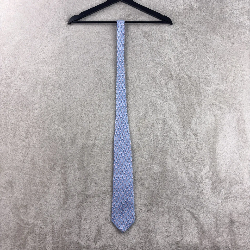Corbata de cuello de seda flamenca Vineyard Vines para hombre azul rosa estilo náutico Preppy Foto 3 de 4