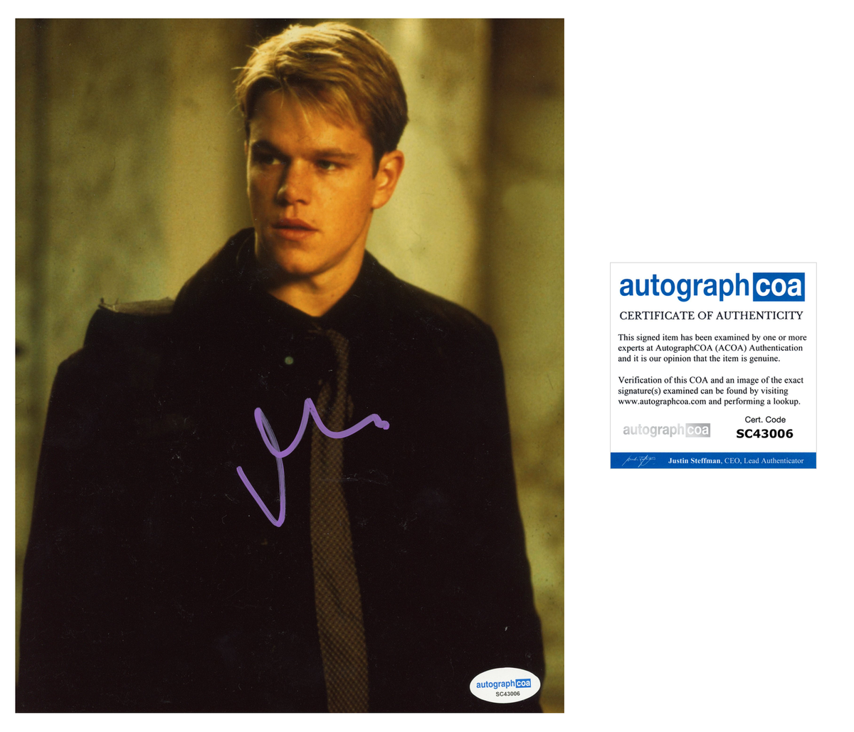 Matt Damon 直筆サイン入り写真 COA付 Matt Damon Rounders Autographed Signed 8x10 Photo ACOA | eBay