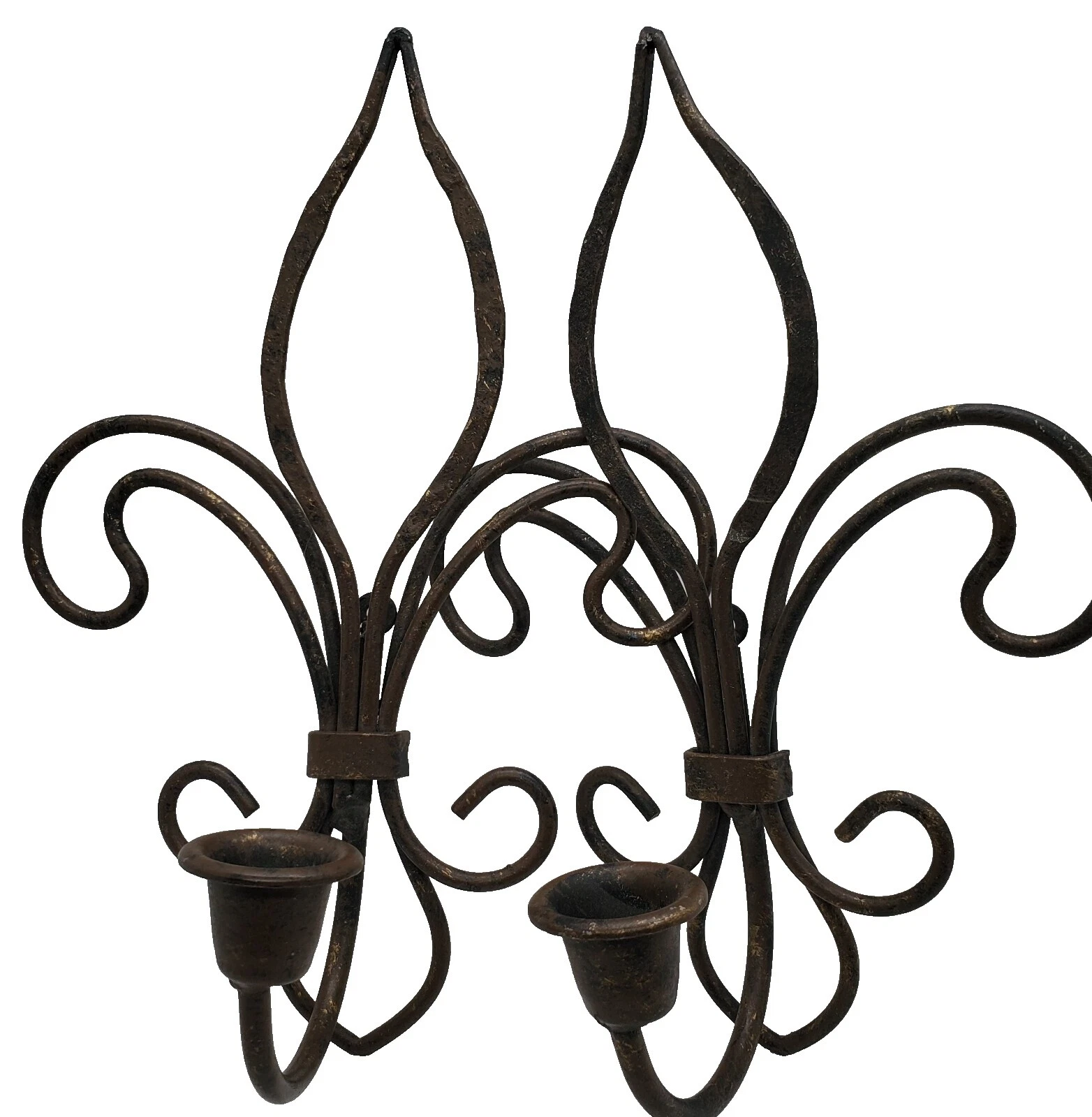 País francés Candelabros de hierro forjado Negro y accesorios