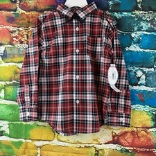 Koala Baby 4T Button-Up Plaid Shirt Top Red Black White