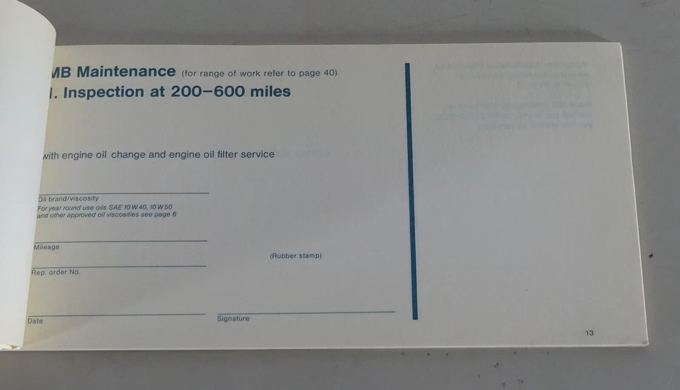 Maintenance Booklet Mercedes-Benz R107 / C107 without entries from 06/1972 - Bild 3 von 3