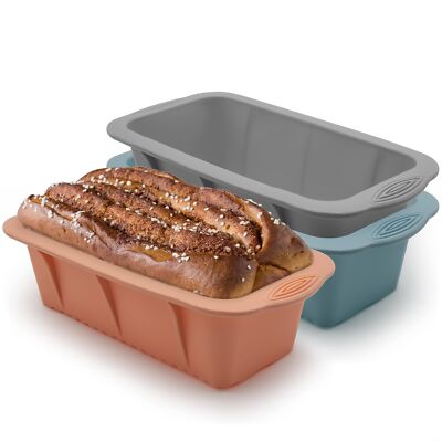 3 pack Silicone Bread Loaf Pans - Baking Mold For Baking Cakes,Brownies,Long loa