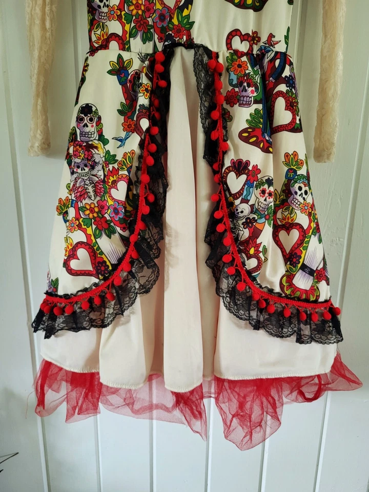 Spirit Halloween Costume Day of The Dead Sugar Skull Bride Dress Adult Small S - Image 4 of 4