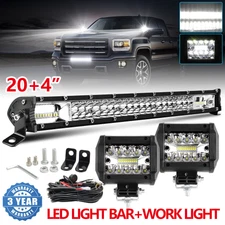 Fit Silverado Sierra 1500 2500 3500HD Lower Bumper 20"+4 LED Light Bar Wire Kit 