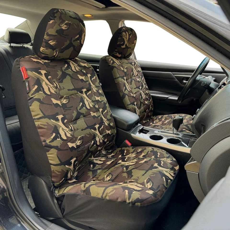 Cubierta de asiento delantero verde oscuro camuflaje militar para KIA Sephia Foto 2 de 4