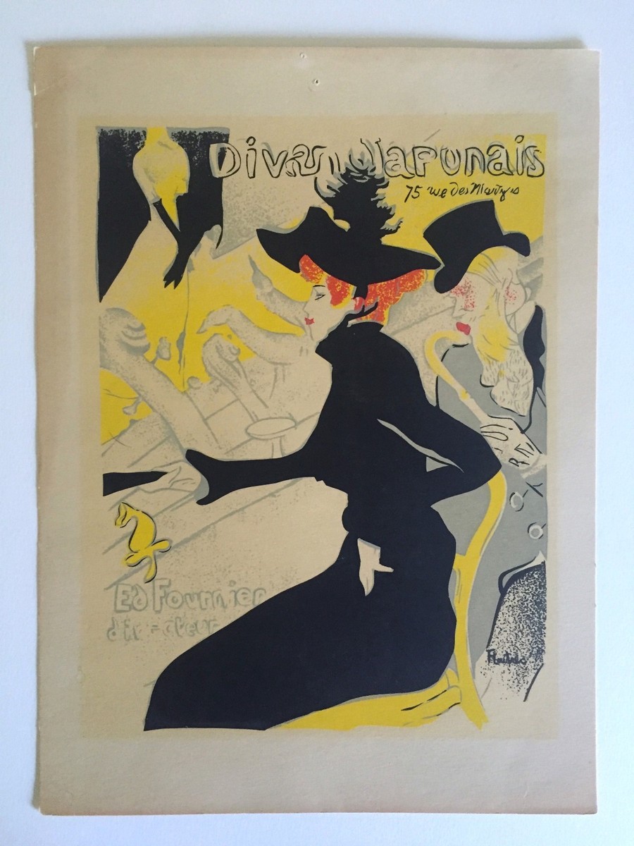 RARE VINTAGE 1940'S TOULOUSE LAUTREC SILKSCREEN PRINT