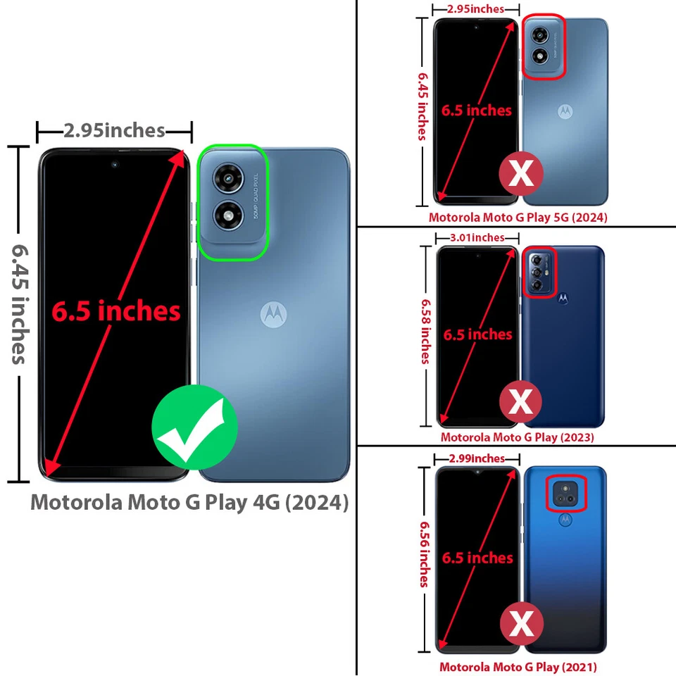 For Motorola Moto G Play 4G 2024 Case Mount Friendly Hybrid Cover+Tempered Glass - Image 2 of 4