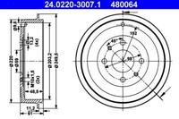 2X Ate 24.0220-3007.1 Bremstrommel FüR Alfa Romeo Passend FüR Fiat Lancia
