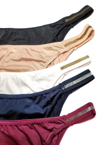 Pack Of 5 Women High Cut Satin Panties Thong Brief Brazilian Underwear Lingeries - Picture 9 of 11