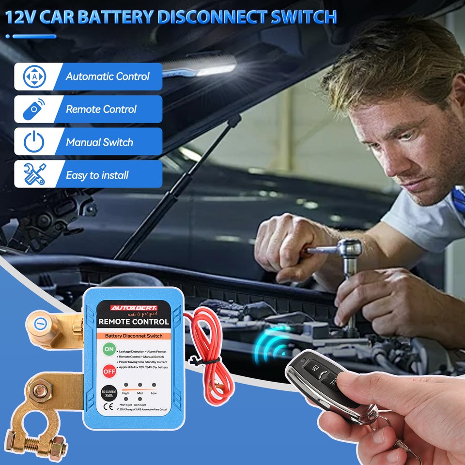 Wireless Remote Car Battery Disconnect Relay Master Kill Cutoff Switch