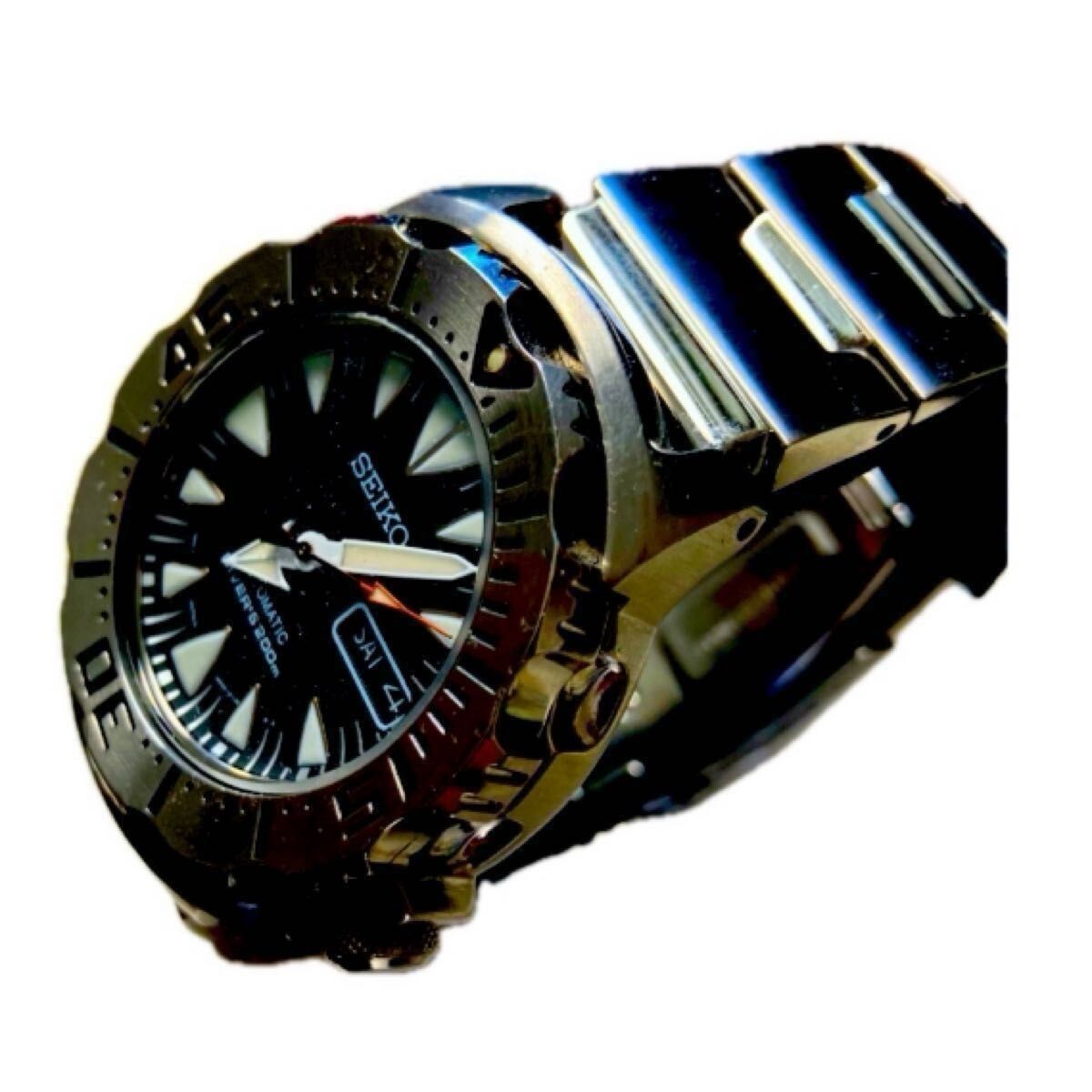 【希少】セイコー　シャークトゥース　自動巻　SRP307 4R36-01J0 SEIKO Black Monster4R36-01J0 SRP307 Shark Tooth DIVER Super