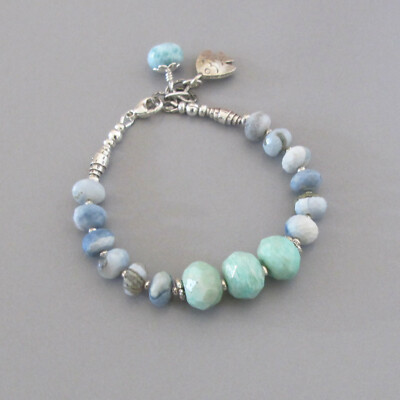 djs Sundance Sol Owyhee Opal Amazonite Larimar Sterling Silver Bracelet Boho
