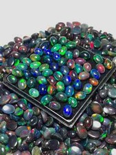 7x9 mm Natural Ethiopian Multi Fire Black Opal Oval Cabochon wholesale Gemstone
