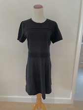 LOFT Black Sweater Dress Stretch Knit Fabric Eyelet Cutout Detail Sz M